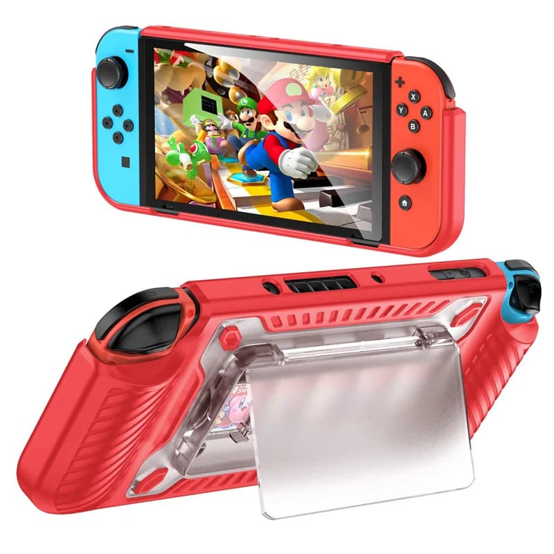 per Nintendo Switch Custodia rigida con impugnatura per PC OLED con cavalletto magnetico Custodia protettiva con supporto per carte da gioco