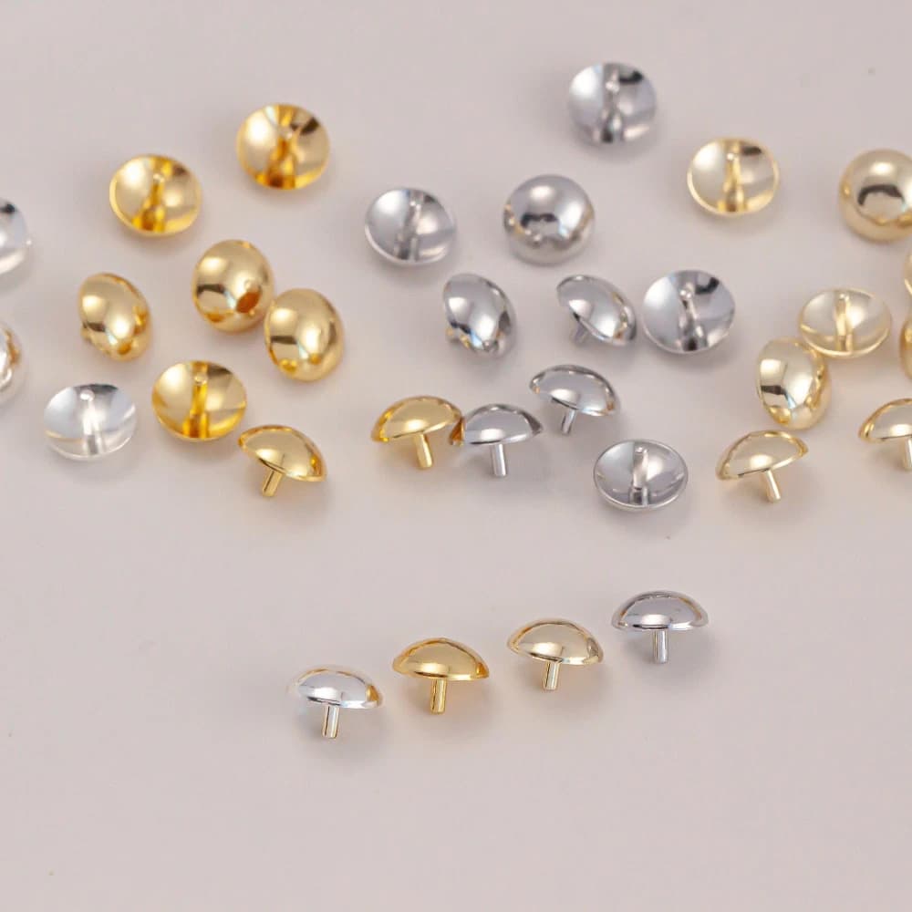 Spina di perline rotonde Color oro 14 carati tappo di spina con foro di perle di cristallo fai da te perline allentate collana pendente accessori per la creazione di gioielli 50 pezzi
