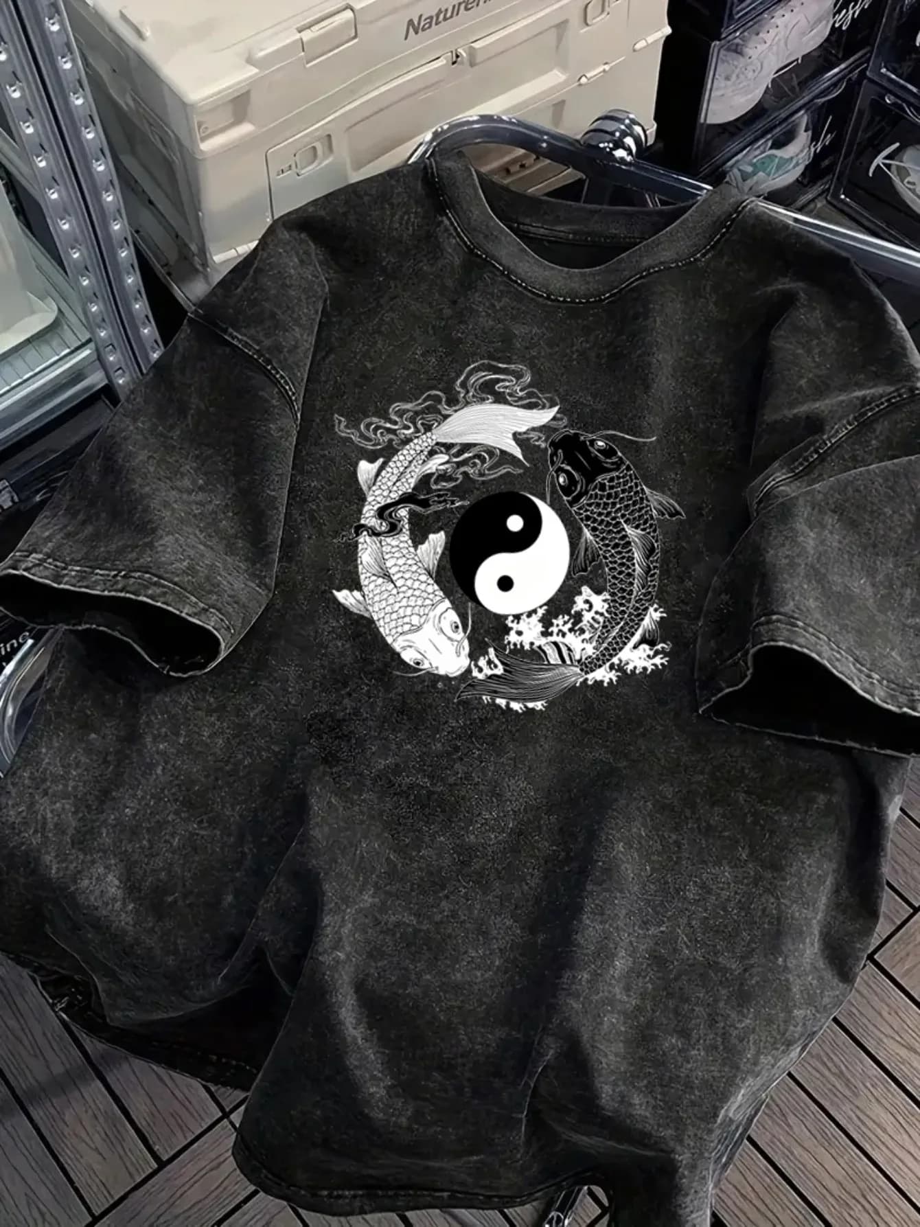 Washed Summer 100% Cotton Men's T Shirt Soft Fabric Fish Playing Pearls Pattern Print Fashionable Item Suitable Home Casual Wear