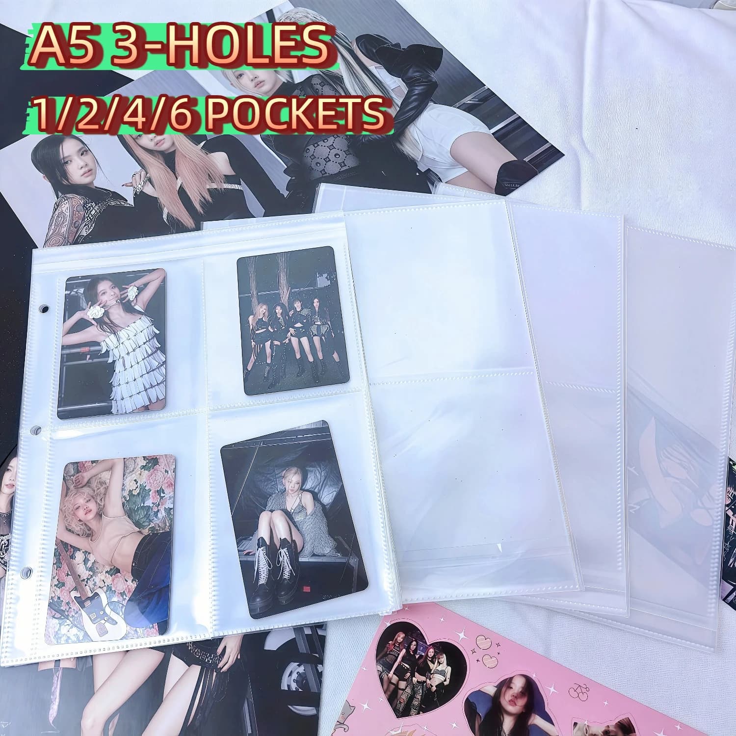 PLRBOK 10 pz A5 1 2 4 tasche 3 fori trasparente raccoglitore ad anelli maniche di ricarica 4x6 10x15 4R fotocarte Notebook Album fotografico pagina della carta