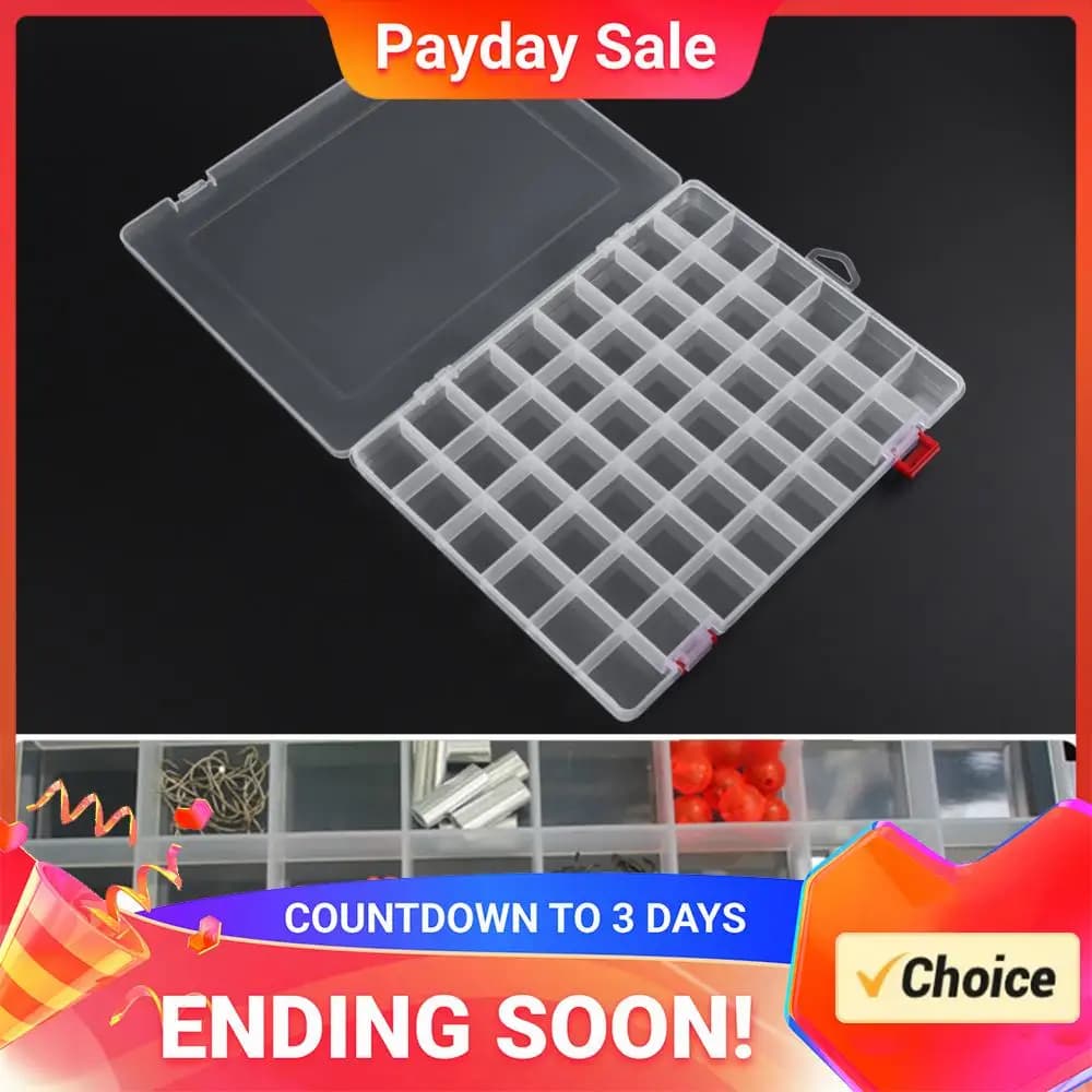 Container for baits, Transparent box for fishing equipment with 5 parts, Multifunctional box for baits