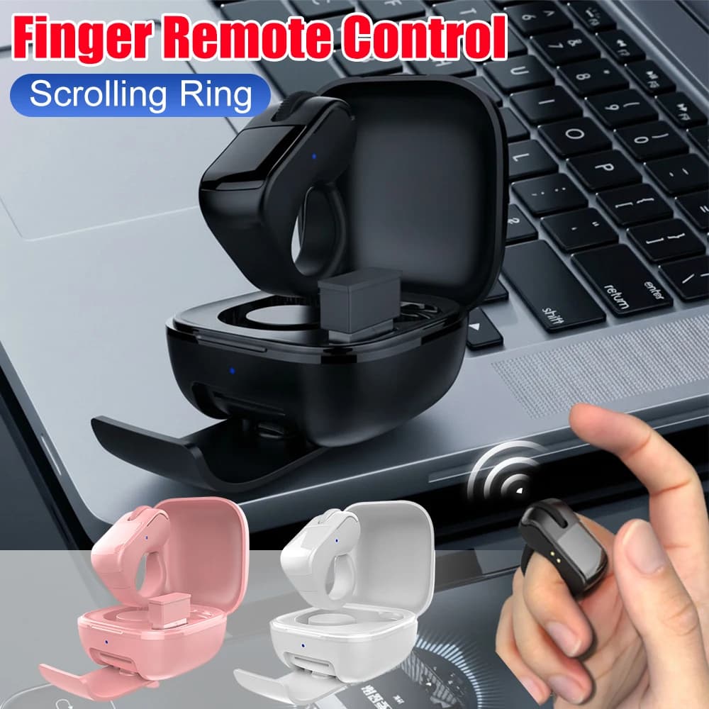 Telecomando BT con touchpad, anello mouse wireless con funzione scroller per PC, laptop, tablet, cellulare, telecomando per girare pagina.