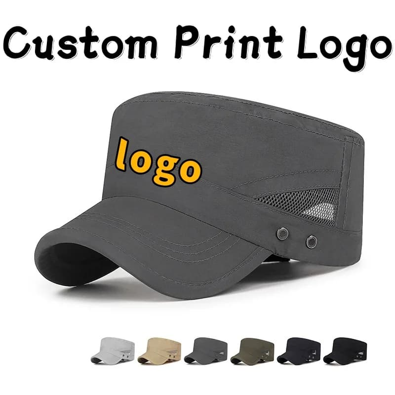 Cappello con Visiera Piatta Personalizzato con Logo Stampato, Asciugatura Rapida, Traspirante, per Uomo e Donna, Protezione Solare alla Moda