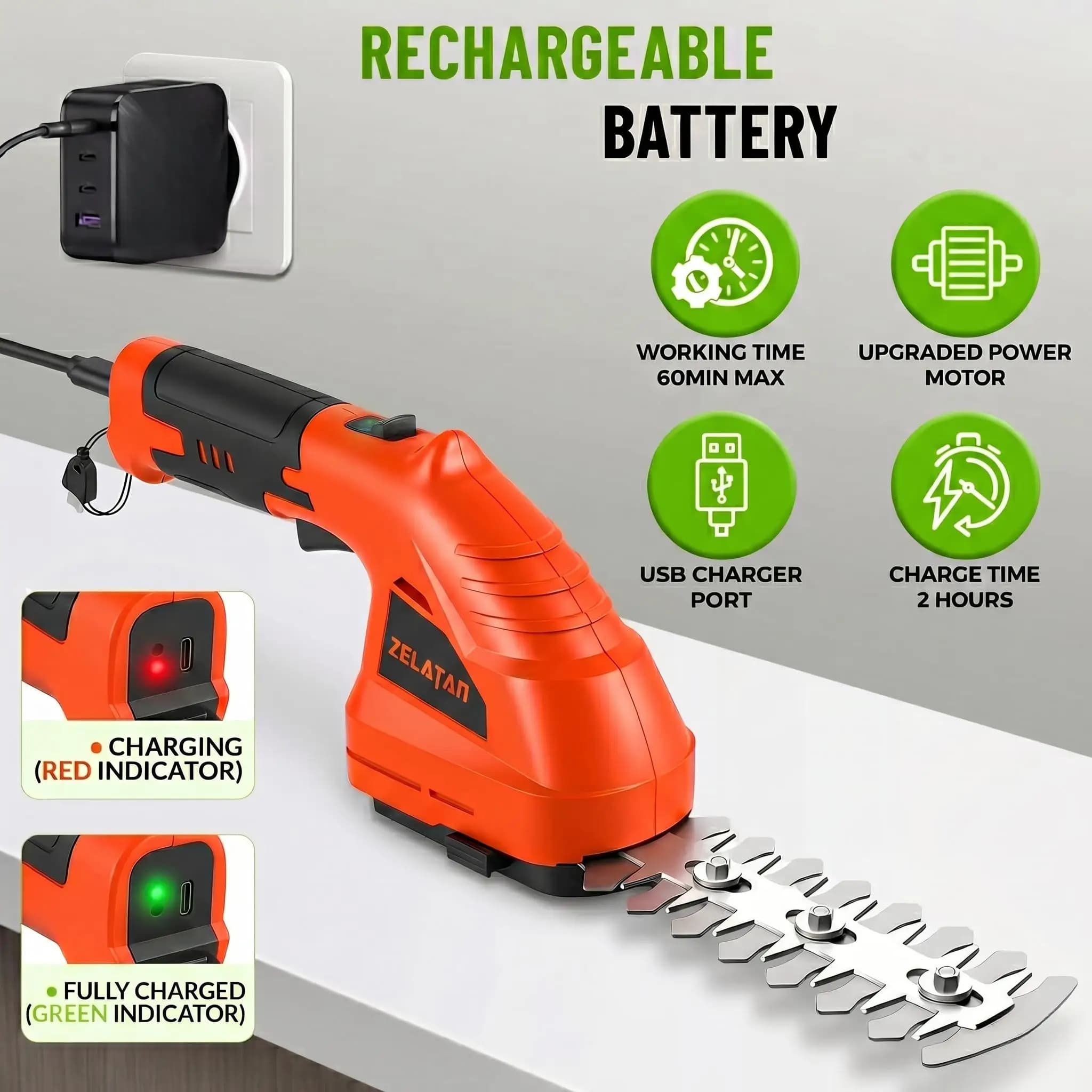 2026 New Model Rechargeable Handheld Household Lawn and Shrub Weeding and Trimming Mower, Gardening Tool, Two-In-One Electric Garden Trimmer, Pruning Shears, Two-In-One Cordless Lawn and Hedge Trimmer, Battery-Powered Scissors, Cordless Hedge Trimmer, Cordless Gardening Tool, Cordless Handheld Lawn and Shrub Trimmer