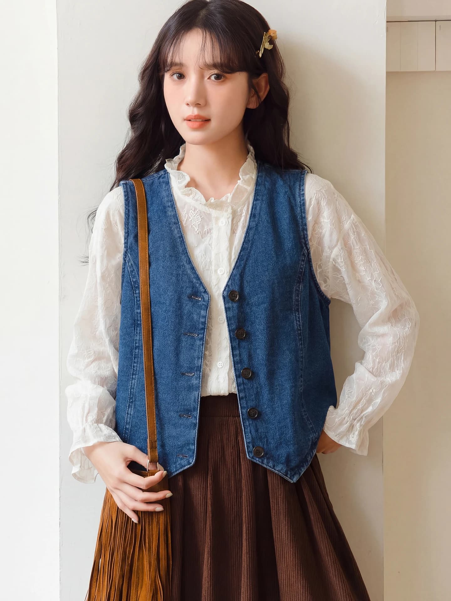 Retro Blue Denim Vest Women's Slim Fit Short Sleeveless V-Neck Jacket Summer New Style Outerwear Fashion Ladies' Vest