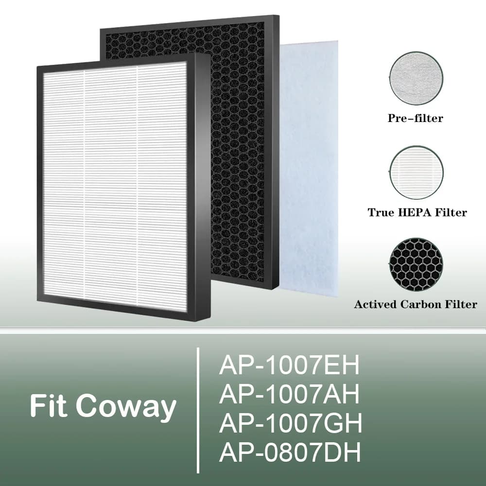 Adatto per purificatore d'aria Coway AP-1007EH AP-1007AH AP-1007GH AP-0807DH, sostituzione del filtro HEPA e del filtro al carbone