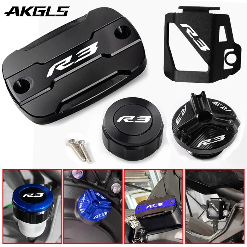 Per Yamaha YZF R3 YZF-R3 YZFR3 2015-2022 Moto anteriore e posteriore protezione tappo olio freno e tappo olio R3 Accessori