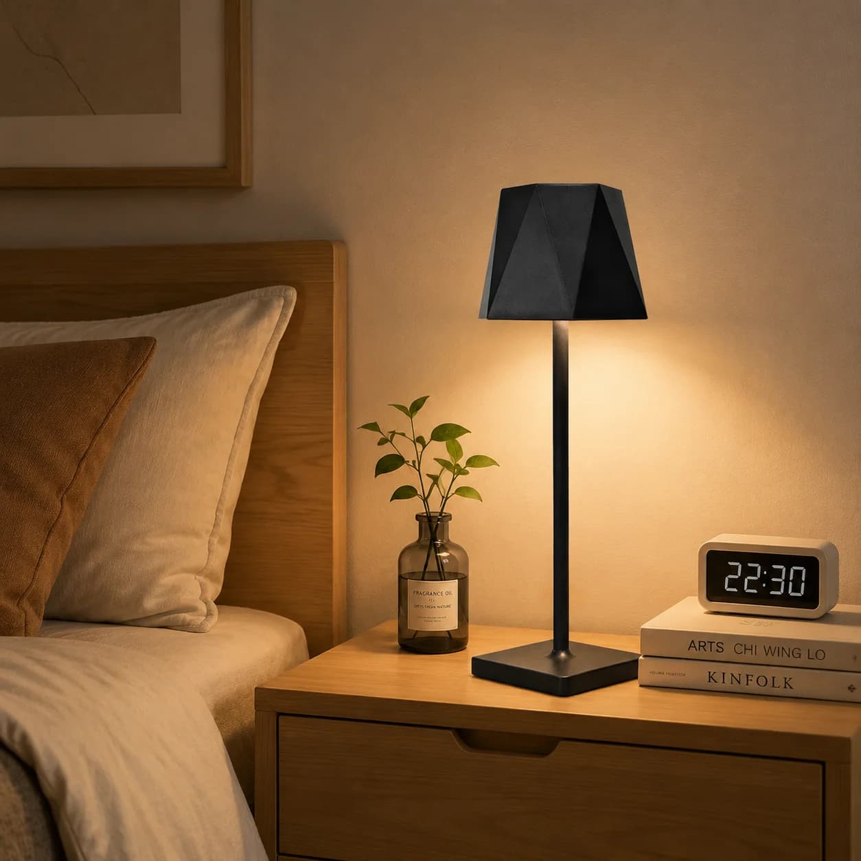Rechargeable Table Lamp, Touch Control Desk Lamp with 3 Color Modes & Stepless Dimming, Portable Bedside Lamp for Bedroom