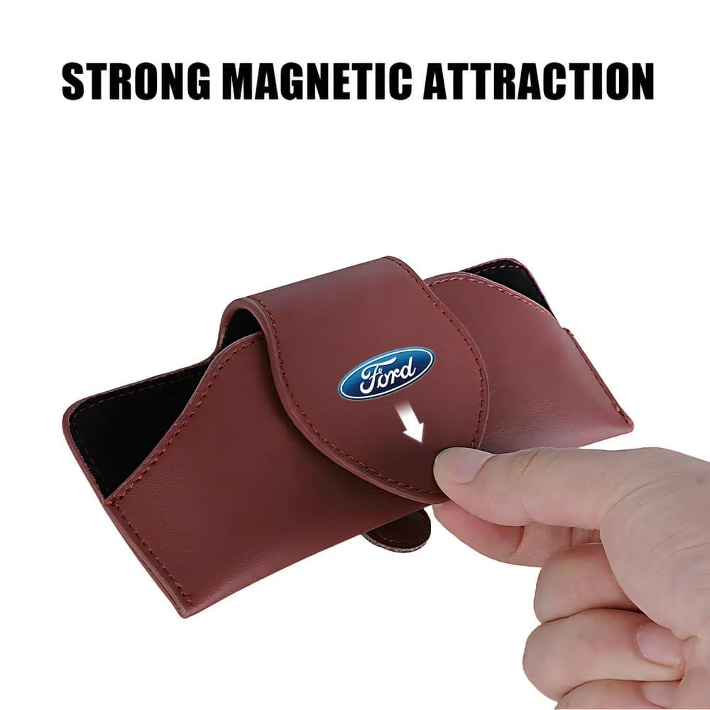 Portaocchiali in Pelle per Auto, Organizzatore per Parasole, Custodia per Occhiali da Sole per Ford ST Racing Fiesta Mondeo Fusion Explorer Escape Taurus