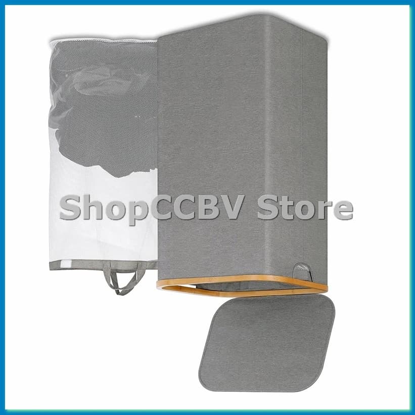 110 litre whiteboard with handle and lid, organizer for baskets with removable inner bag for clothes, toys, grey- A57M