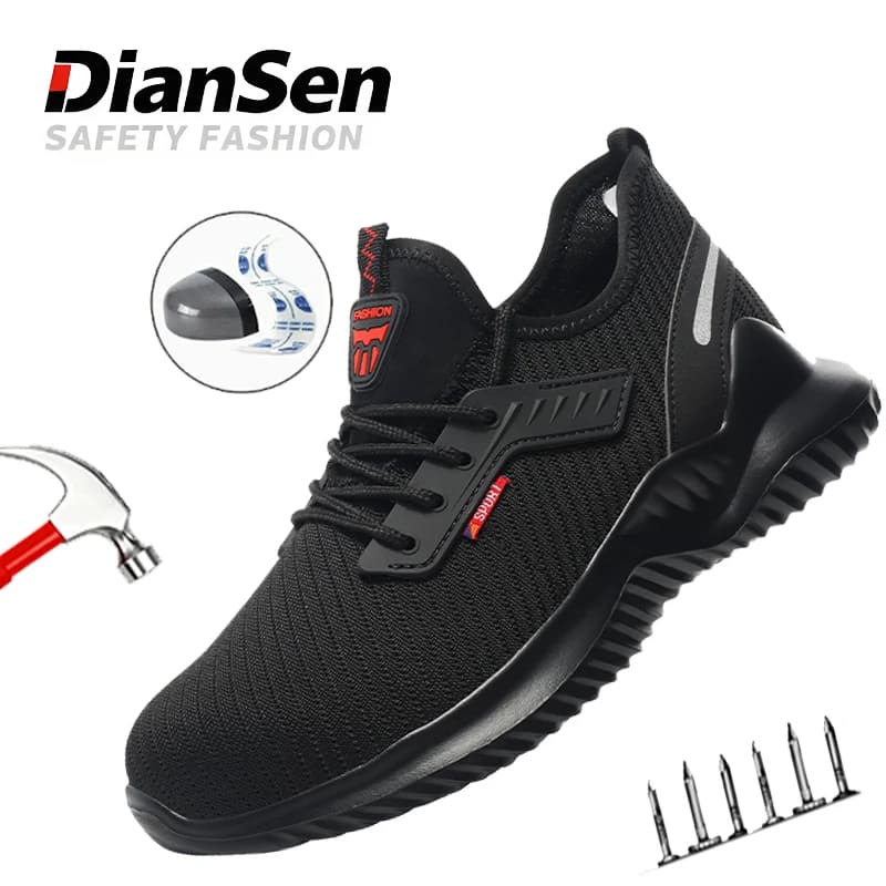 Scarpe antinfortunistiche da uomo Scarpe da lavoro anti-sfondamento anti-perforazione con punta in acciaio Scarpe da ginnastica leggere e traspiranti Scarpe da lavoro da costruzione da uomo