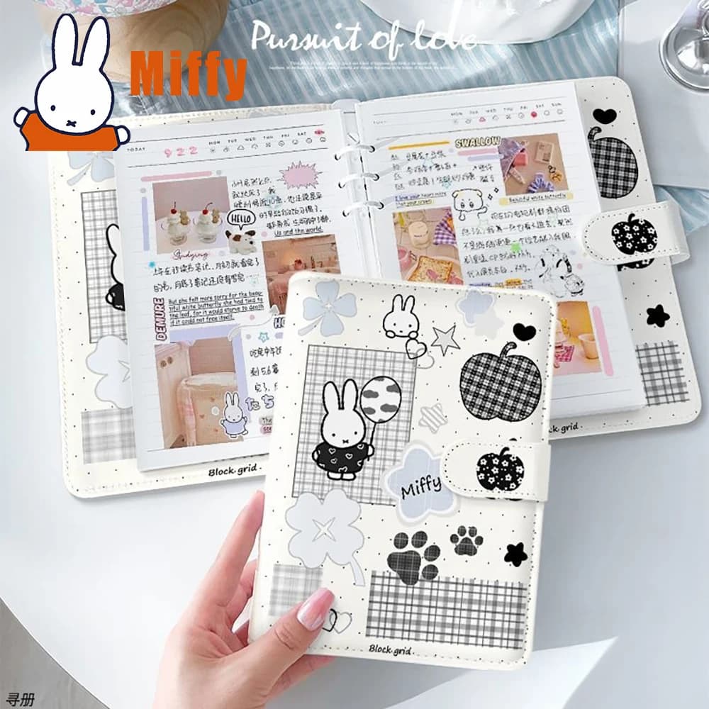 Kawaii Miffy Notebook a fogli mobili Simpatico coniglio A5 A6 Diario a fogli mobili Magnete Fibbia Diario Planner Cancelleria Scuola Ragazza Regalo