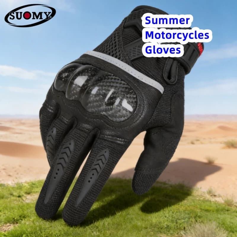 SUOMY Men Women Summer Touchscreen Wear-resistant Motorcycle Gloves Anti-fall Carbon Fiber Protective Shell Motocross Gloves