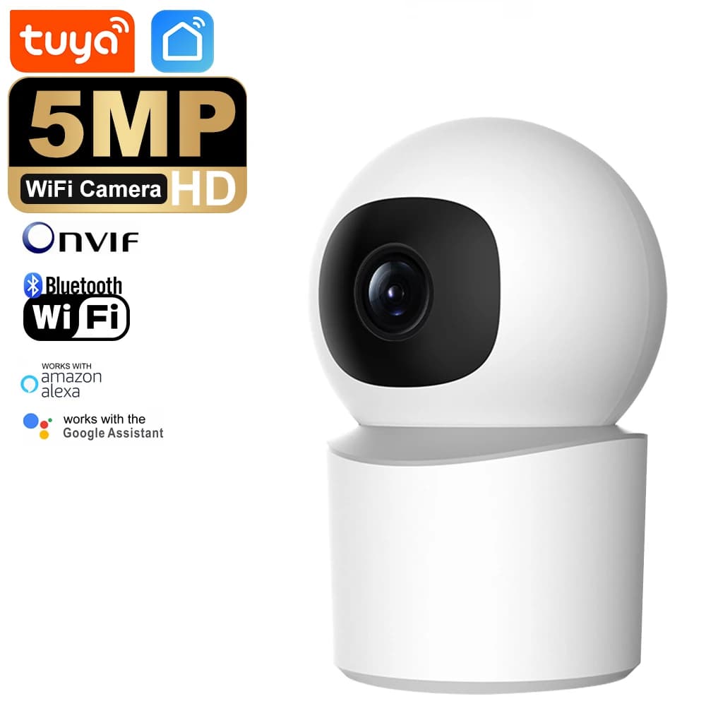 Tuya Smart 5MP HD WiFi IP Camera Indoor Mini Wireless Security Home CCTV Telecamera di sorveglianza con monitoraggio automatico Baby Monitor