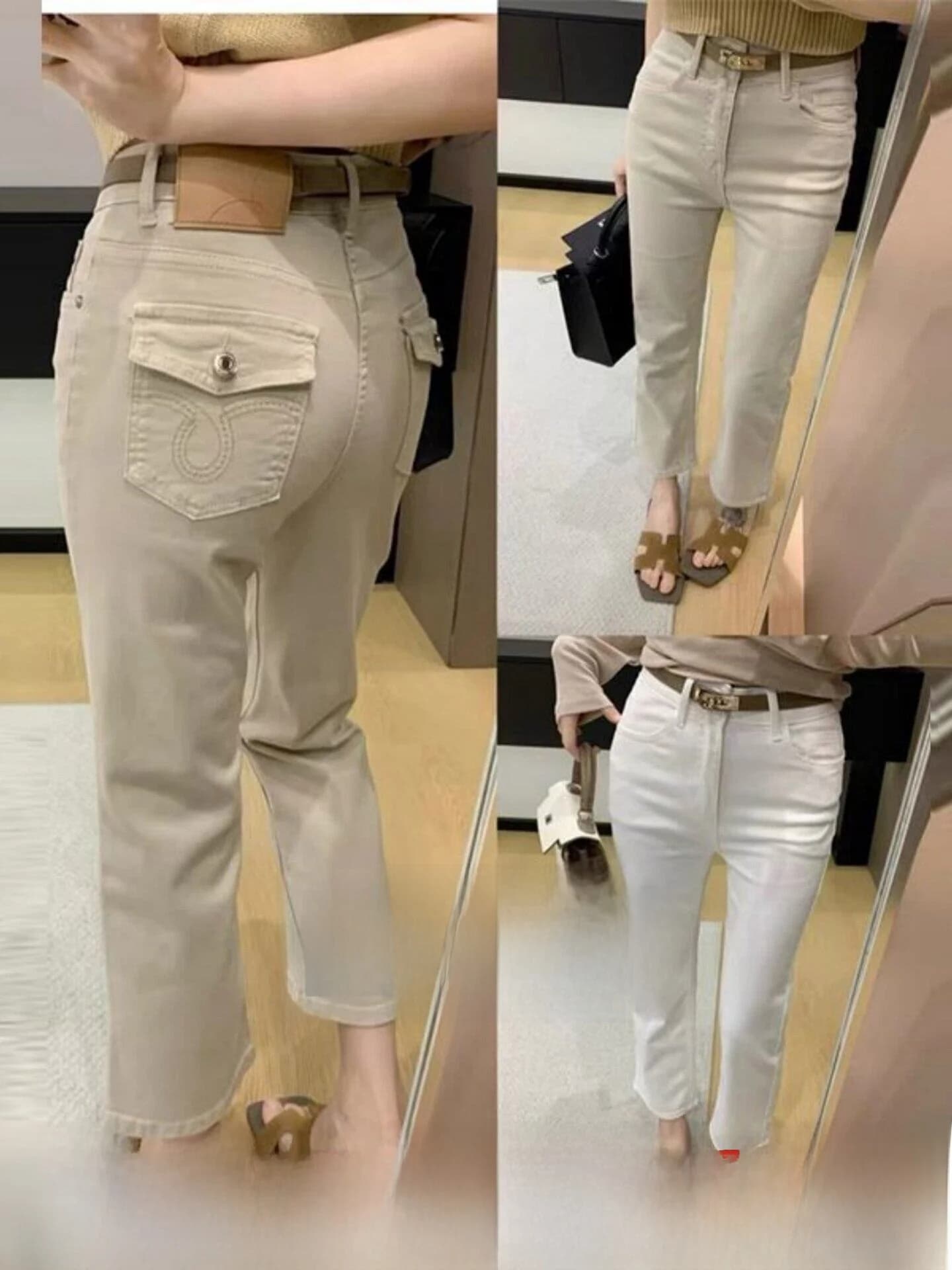 Jeans a Vita Alta Modellanti a Gamba Larga, Stile Sottile, Versione Coreana, Pantaloni a Gamba Dritta per Donna