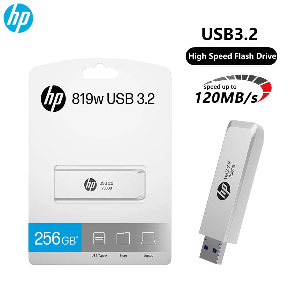 Chiavetta USB HP 819w 3.2 128GB 64GB Stick ad alta velocità Archiviazione esterna Pen Drive in metallo Personalità creativa Musica per auto