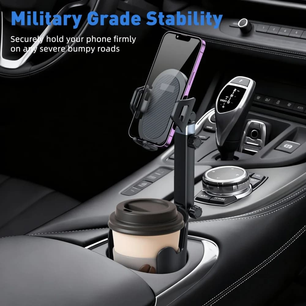 Car Cup Holder 2 in 1 Multifunction Extendable Mobile Phone Mount Stand Universal 360° Rotation Adjustable Car Smartphone Holder