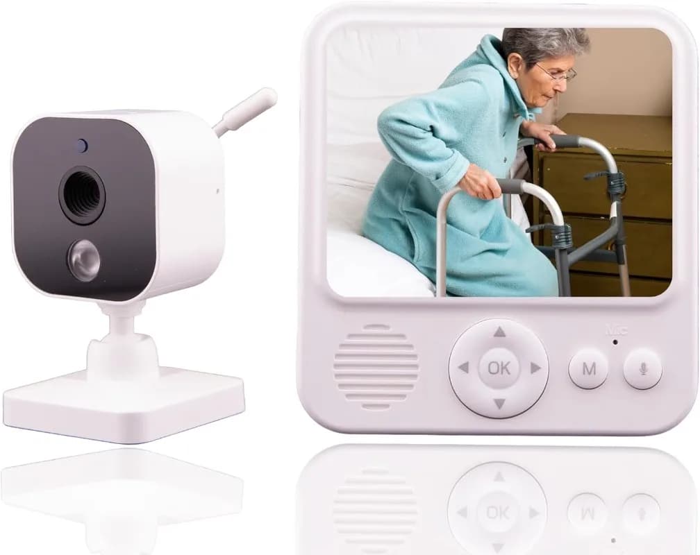 Monitor Video Intelligente per Assistenza Adatto per Bambini, Portatile, Ricaricabile, Visione Notturna a Infrarossi, Connessione Sicura, Senza WiFi