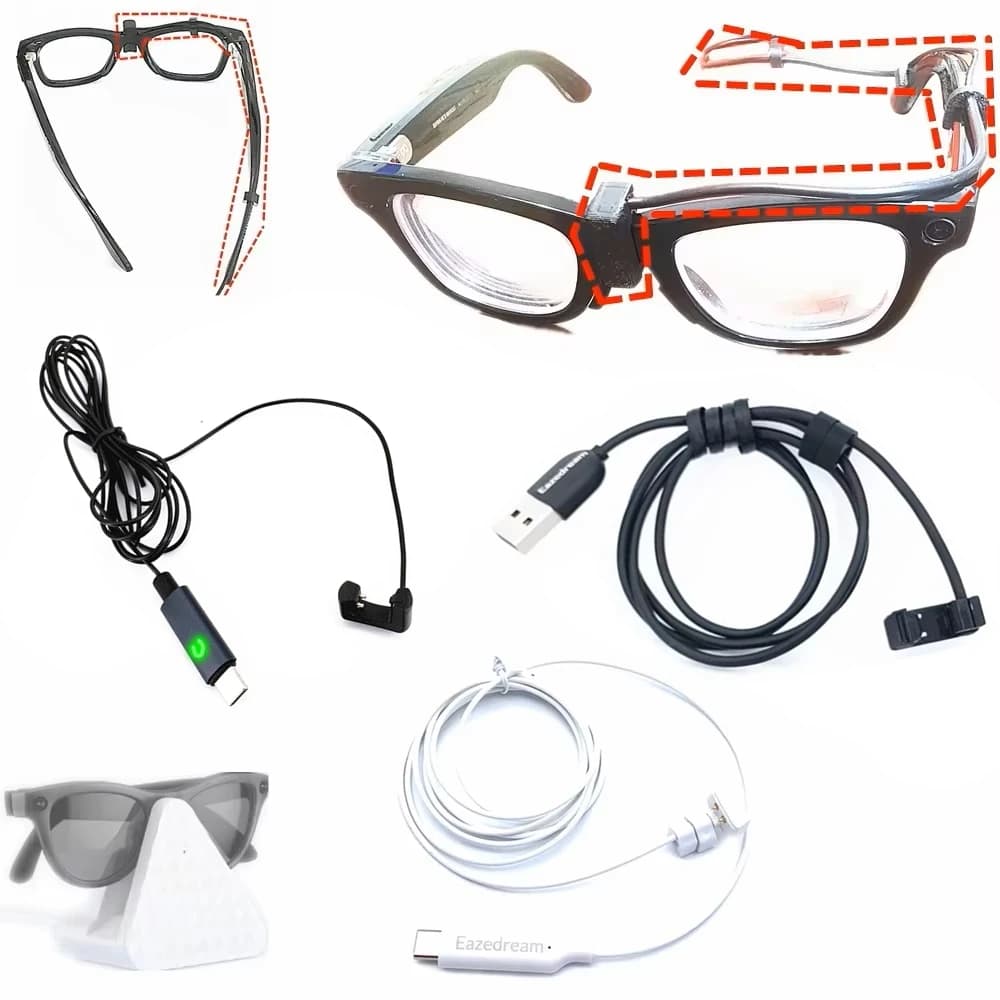 USB / type C charging cable supports direct charging without housing and continuous power supply for Ray-Ban Meta Gen 1 2 Rayban smart glasses