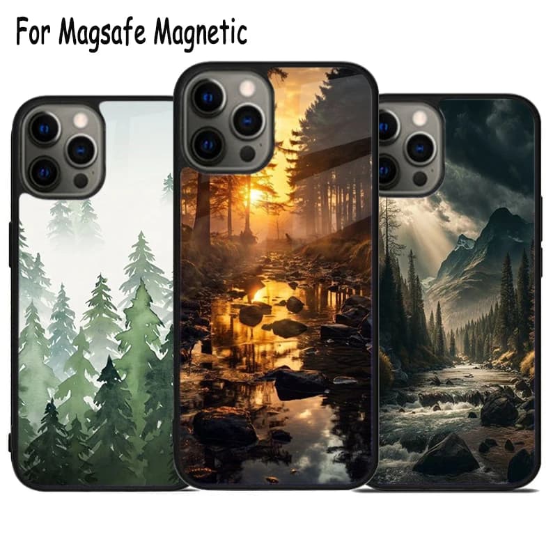 Cover Magnetica Magsafe per iPhone 17 Air 15 16 16e 14 13 11 12 Pro Max Plus con Design Balene, Orche e Narvali
