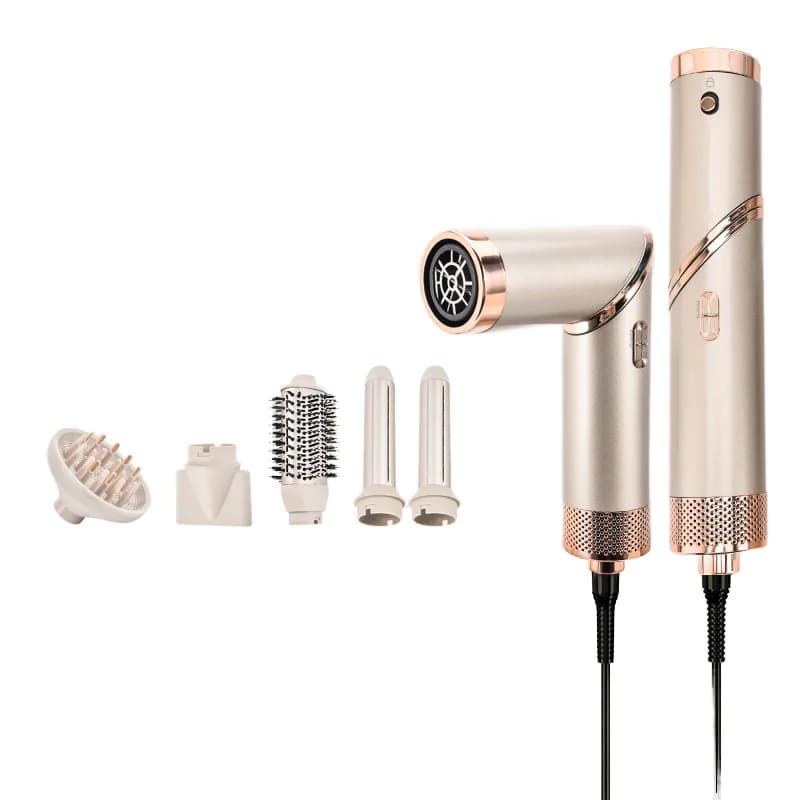 Asciugacapelli Multifunzione 6-in-1 Pieghevole OEM con Motore Brushless Ionico da 900W, Piastra e Arricciacapelli per Uso Domestico