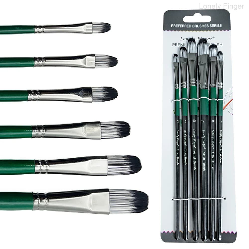 Filbert Paint Brushes Set, 6 Pcs Artist Paintbrushes for Acrylic Oil Watercolor Gouache Painting
