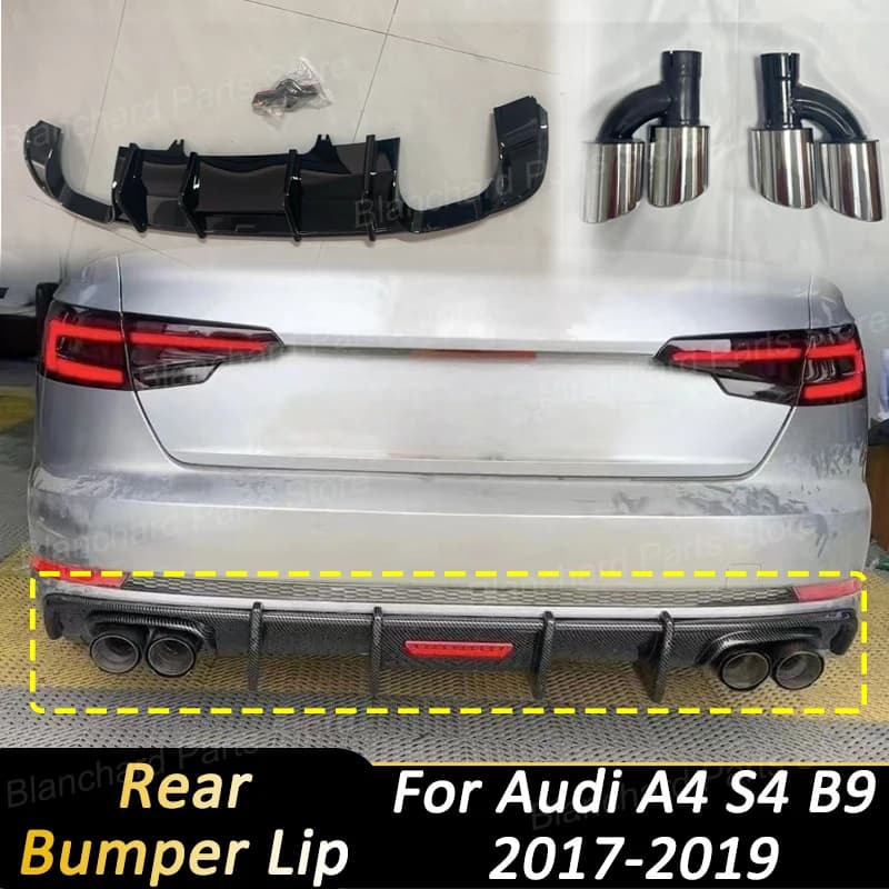 Car Rear Bumper Lip For Audi A4 S4 B9 Sedan 4 Door 2017 2018 2019 For Sline Sports Diffuser Splitter Auto Accessories Tuning