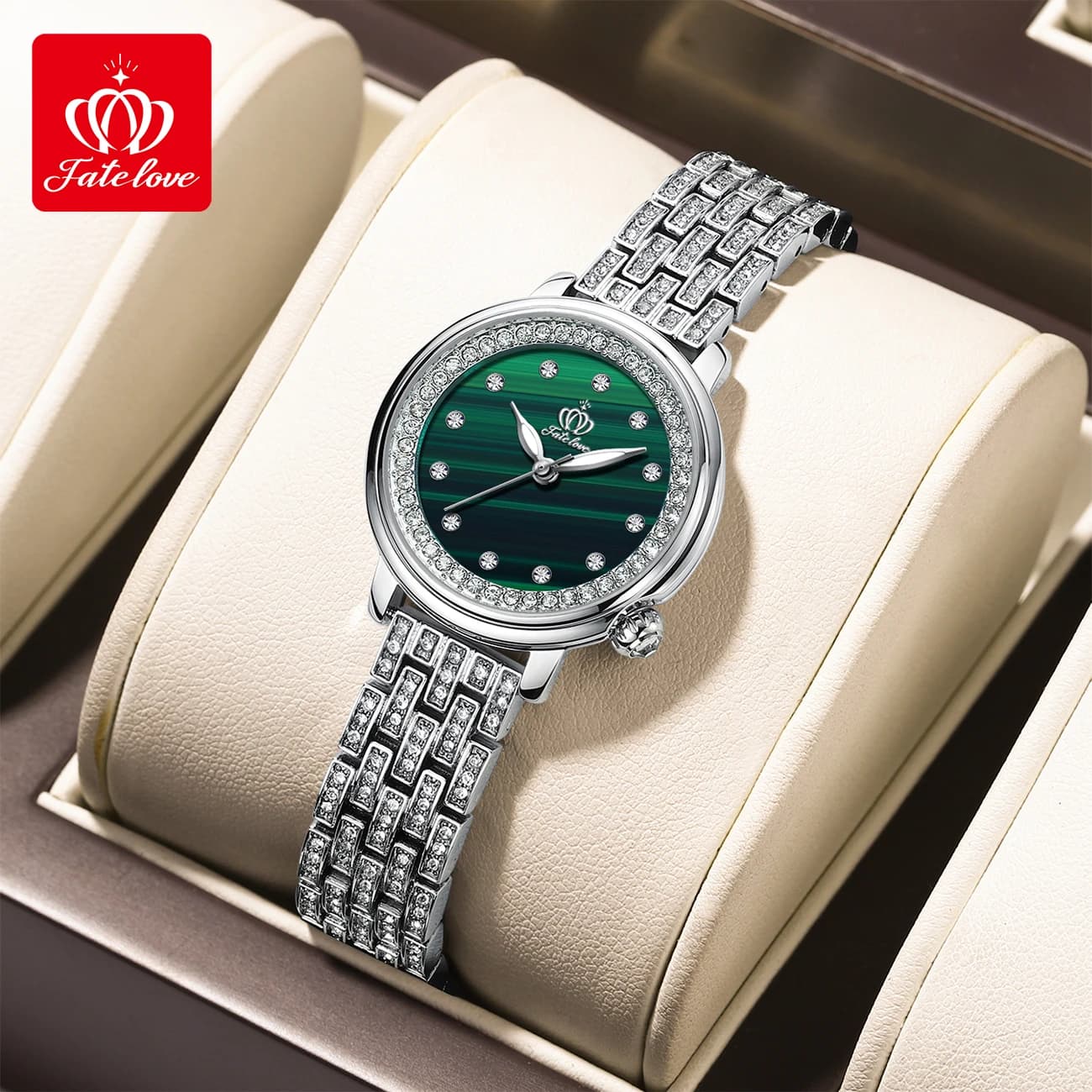 Make Love 817 Quartz Watch With Luxury Diamond dial For Women's Stainless Steel Waterproof Bright Fashion Elegant Women's Watch
