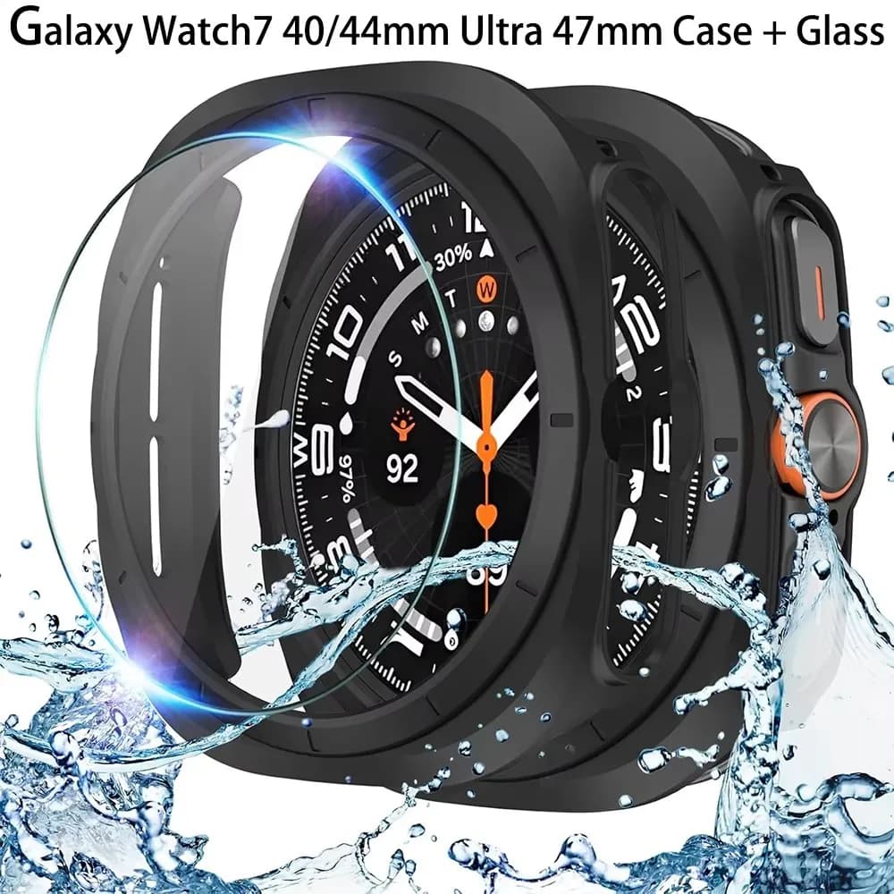 Custodia per Samsung Galaxy Watch Ultra 47mm accessori proteggi schermo in vetro temperato paraurti rigido per PC Galaxy Watch 7 ultra Cover