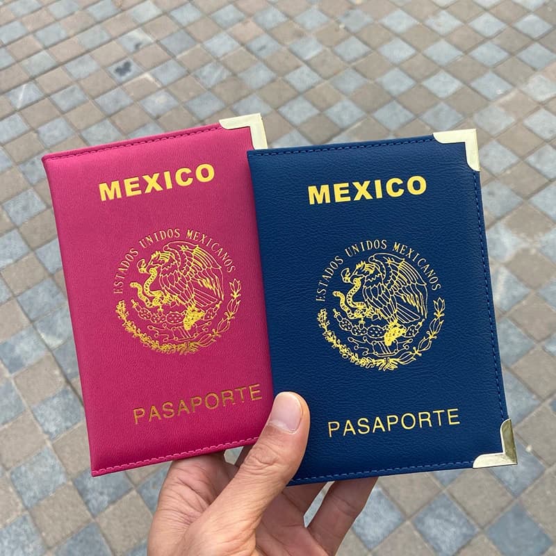Copertina per passaporto Messico Bordi e angoli metallici Porta passaporto Portafoglio da viaggio Copertine moda donna per passaporti