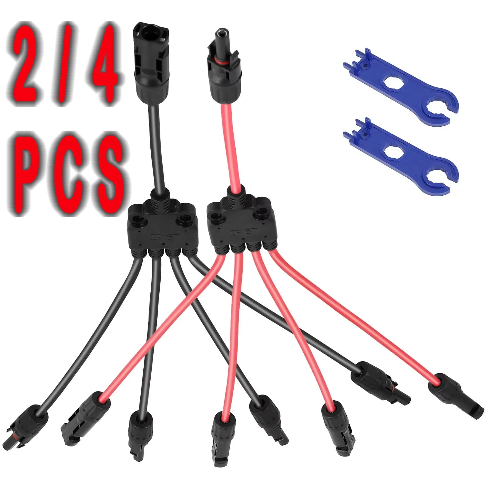 2/4PCS Connettori solari Adattatore a 5 vie a forma di Y impermeabile Cavo solare Adattatore parallelo Connettore del cavo del pannello resistente al calore Hotsa