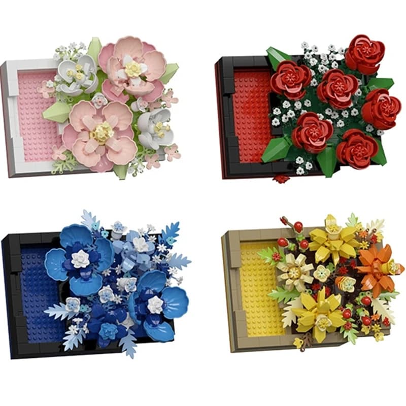 FAI DA TE 3D Famosa Rosa Ibisco Fiori Eterni Immortali Pittura Cornice Arte Cavalletto Mostra Building Blocks Modello Mattoni Set Giocattolo