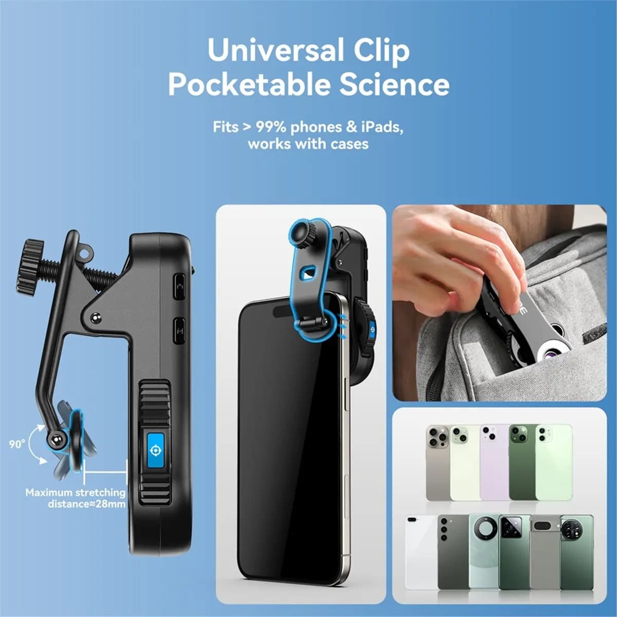 fine 40X/80X/120X Microscope Triscope Lens All in 1 Jewelry Lens with LED Lights/Universal Clip for IPhone/Android Smartphone