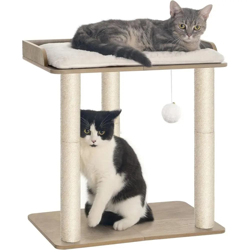Torre Tiragraffi per Gatti 22 in 1, con Cuccia, Posti di Tiragraffi per Gatti da Interno, Ampia Piattaforma, Tre Tiragraffi in Sisal da 23,6 Pollici, Grigio-Beige