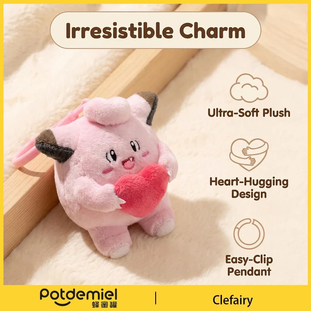 Potdemiel Pokemon Clefairy Plush Keychain Stuffed Doll Bag Charm Cartoon Backpack Pendant Boys Girls Kids Fans Gift Cute
