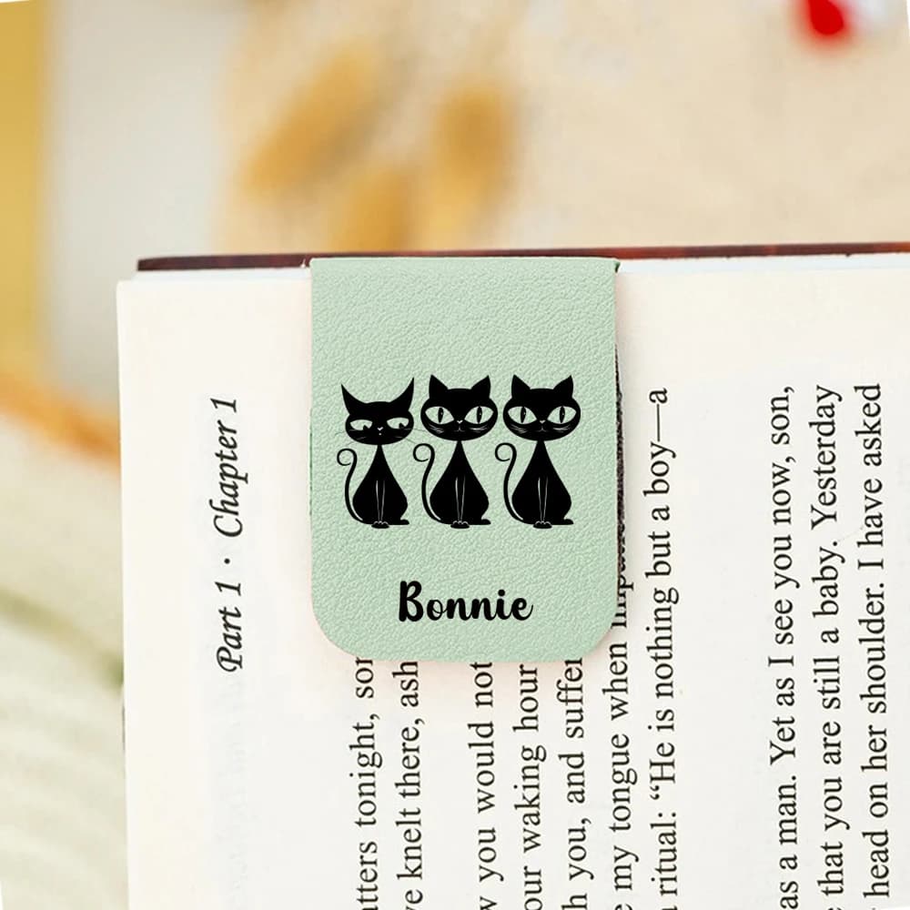 1 creative magnetic bookmark in cat shape, customizable by name, UV printing, blue water, for children's gifts