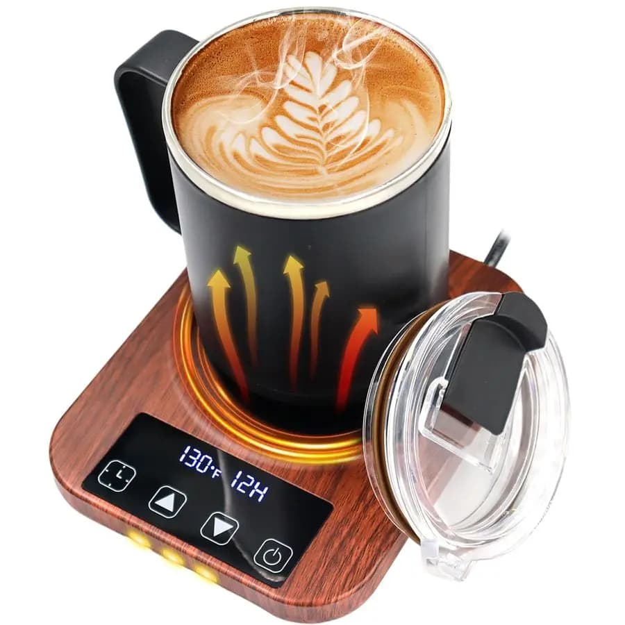 Scaldabevande e Set Tazza da Desk, Scaldacaffè Elettrico a 9 Temperature con Spegnimento Automatic, Scaldabevande Intelligent con Timer 112H, Candela
