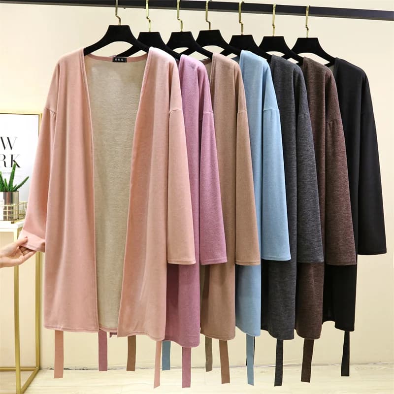 Thickened Long Fur Robe Women's Loose Winter Sleepwear Warm Home Clothes Velvet Material Fleece Lined Bathrobe Shoulder Length