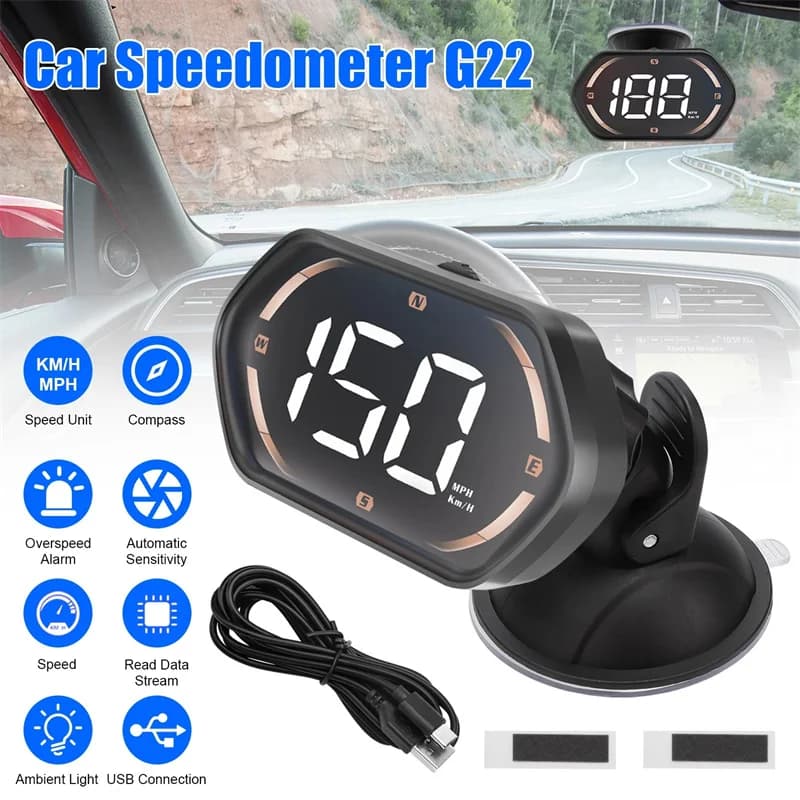 Display HUD G22 GPS per auto, tachimetro digitale, proiettore, accessori elettronici per auto, bussola, indicatore HUD