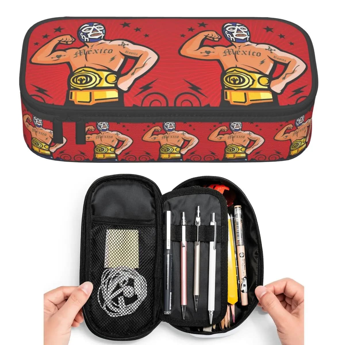 Astucci colorati per matrimatrice messicana Luchador, astucci per penne per studenti, astucci per matite, astucci per penne di grande capacità, porta penne
