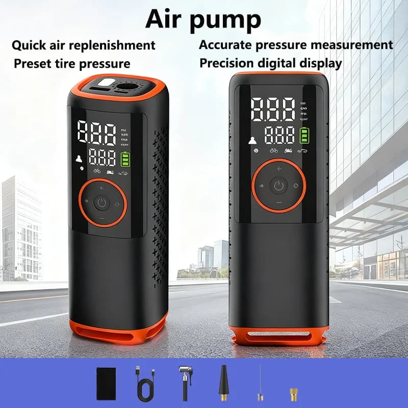 Pompa d'aria per auto wireless intelligente Pompa d'aria per display digitale elettrico per auto a ricarica rapida ad alta tensione portatile per auto moto bici