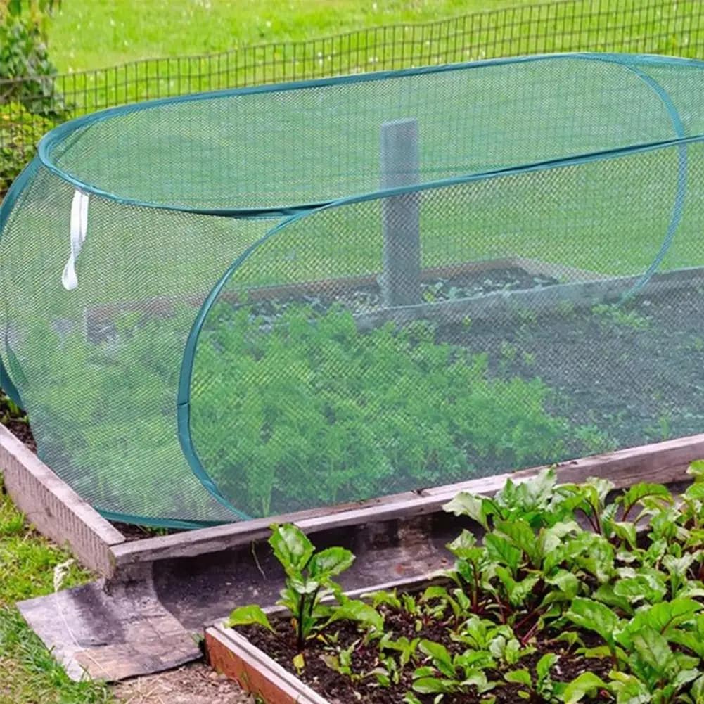 Rete Pieghevole per Protezione Piante 1 Pezzo con Pali di Fissaggio a Terra, Gabbia a Rete per Piante, Coperture per Aiuole Rialzate e Orti