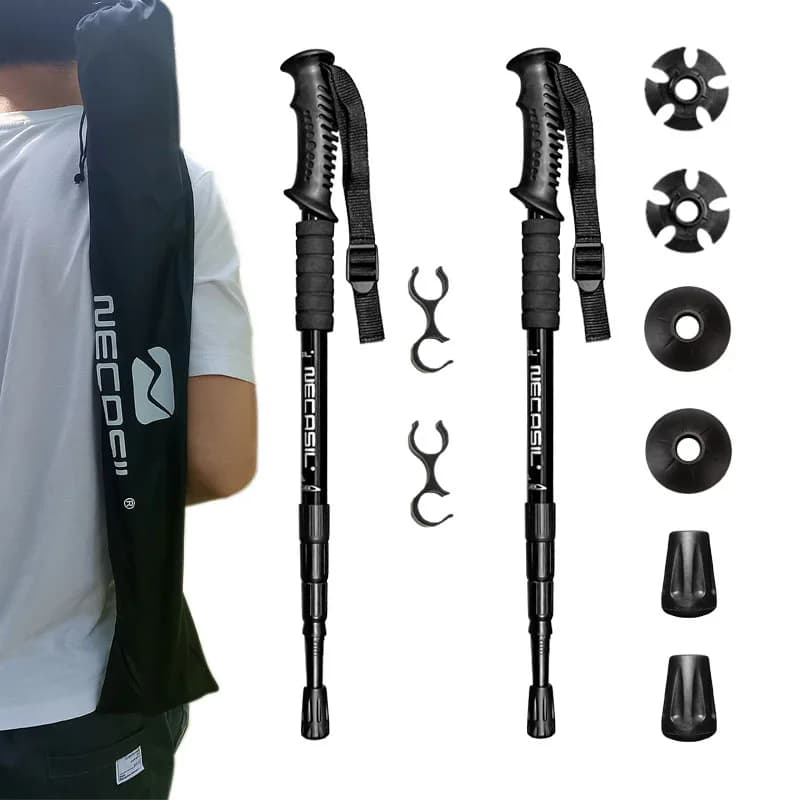 2 pz/lotto Bastoni da trekking, bastoni da passeggio, bastoni da Nordic Walking, bastoni da sci in alluminio, bastoni telescopici per campeggio, bastoni da escursione, stampelle