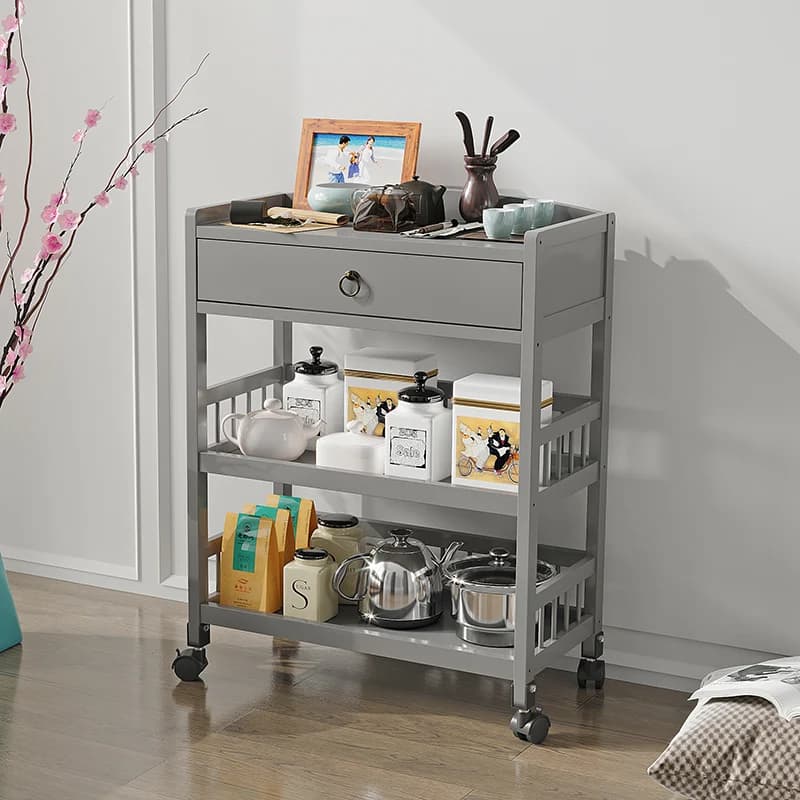 Multifunctional mobile painting tool trolley Three-layer bamboo and wood oil painting paint shelf Art examinee painting material