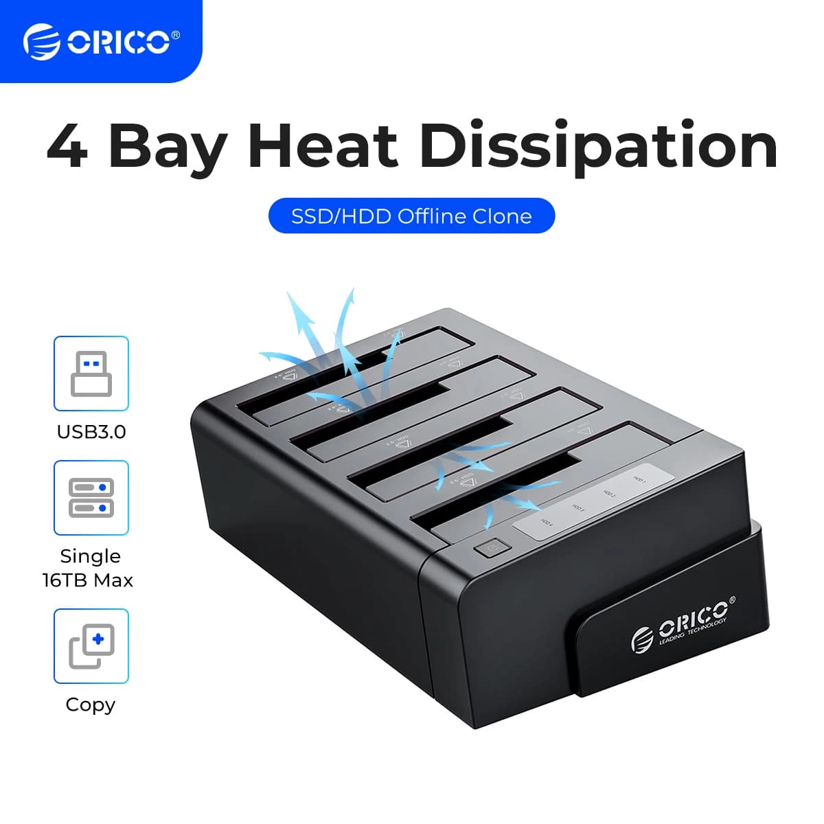 Docking Station per Hard disk ORICO a 4 alloggiamenti con Docking Station Offline da SATA a USB 3.0 HDD per HDD da 2.5/3.5 pollici