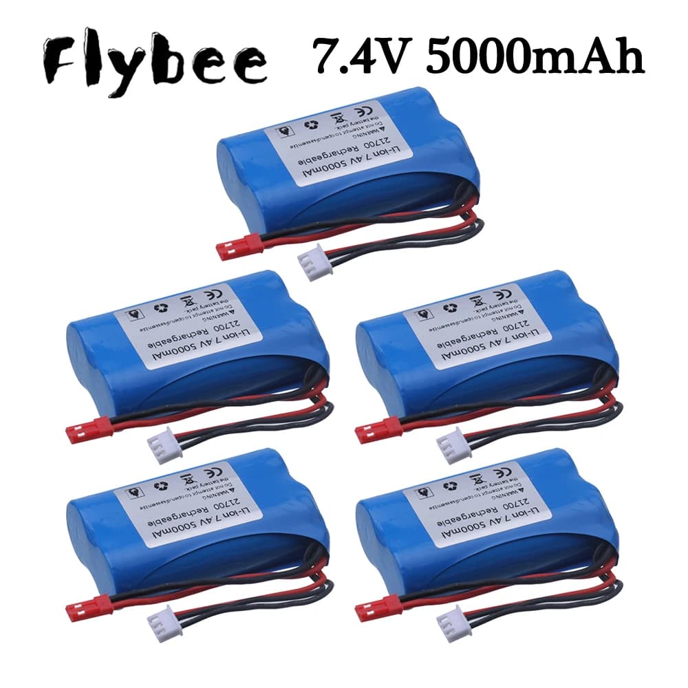 (Spina JST) 7.4V 5000mAH Batery di aggiornamento agli ioni di litio per RC elicottero auto serbatoi camion barche giocattoli elettrici parti 2S 7.4V batteria