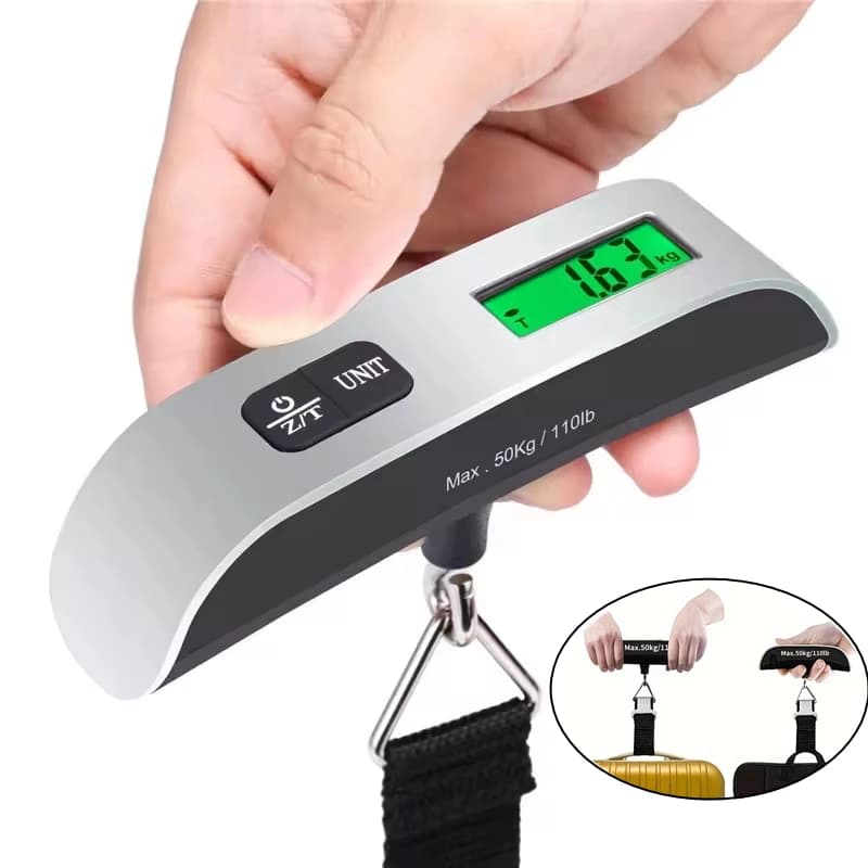Bilancia Portatile Digitale 110lb/50kg con Display LCD, Strumento Elettronico per Pesare Valigie e Bagagli da Viaggio