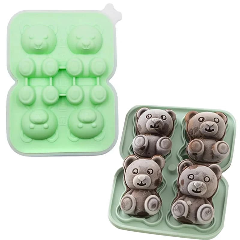 Simpatico orsetto per cubetti di ghiaccio, stampi in silicone per alleviare il calore, vassoi per cubetti di ghiaccio, per realizzare bevande fai da te fatte in casa, accessori da cucina