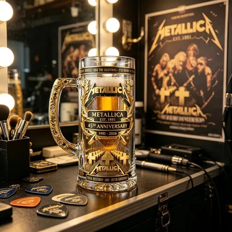 Boccale commemorativo Metallica 1981-2026, ornamento per bar rock, collezione di regali artigianali a tema band