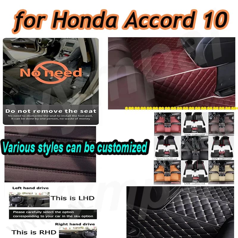 LUXURI Tappetini Per Auto Per Honda Accord 10 10th CV1 CV2 CV3 2018 ~ 2022 Auto Rilievi Del Piede di Lusso Zerbino In Pelle Tappeto Tappeto Car Accessorie